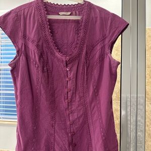 Soft Surroundings magenta button up top- size S